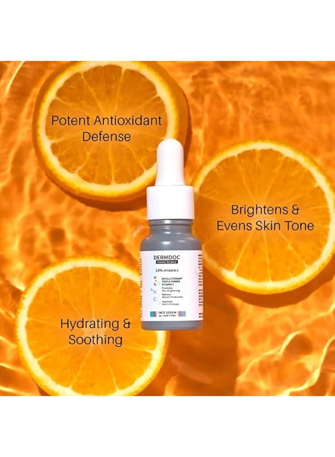 DERMDOC 10% Vitamin C Face Serum for Glowing Skin (12 ml) | Brightening Face Serum | Fight Dark Spots, Pigmentation & Dull Skin12g - Image 2